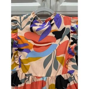 jodifl ruffled bright multicolored dress sleeveless small‎